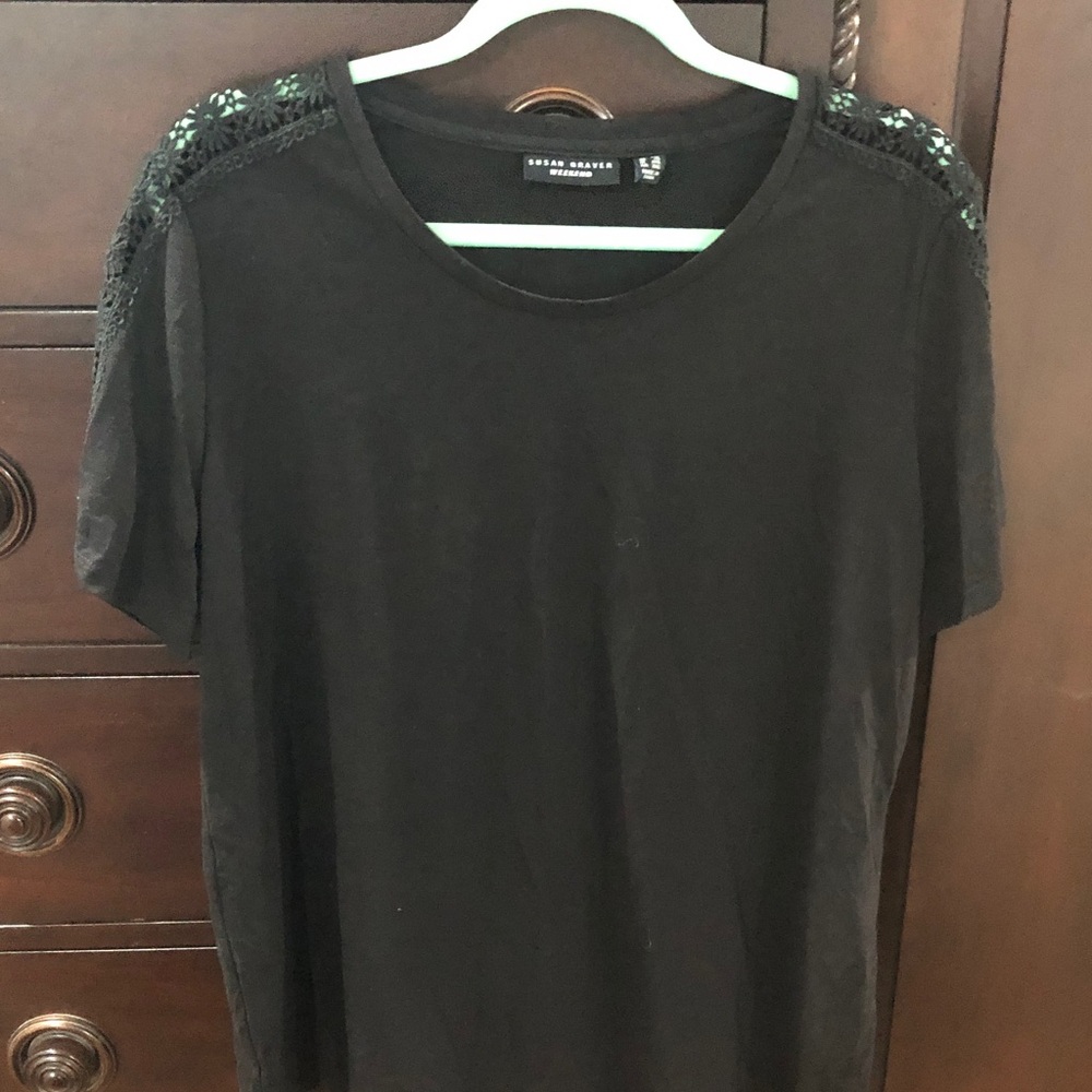 Susan Graver Black Lace Accent Tee